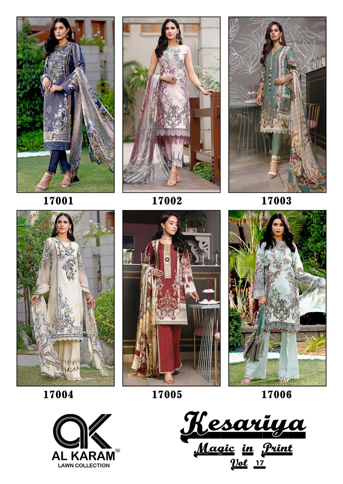 Kesariya Magic In Print Vol 17 Al Karam Cambric Karachi Salwar Suits Supplier Gujarat