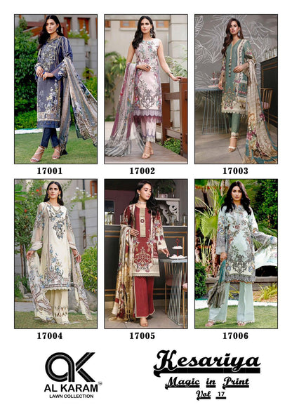 Kesariya Magic In Print Vol 17 Al Karam Cambric Karachi Salwar Suits Supplier Gujarat