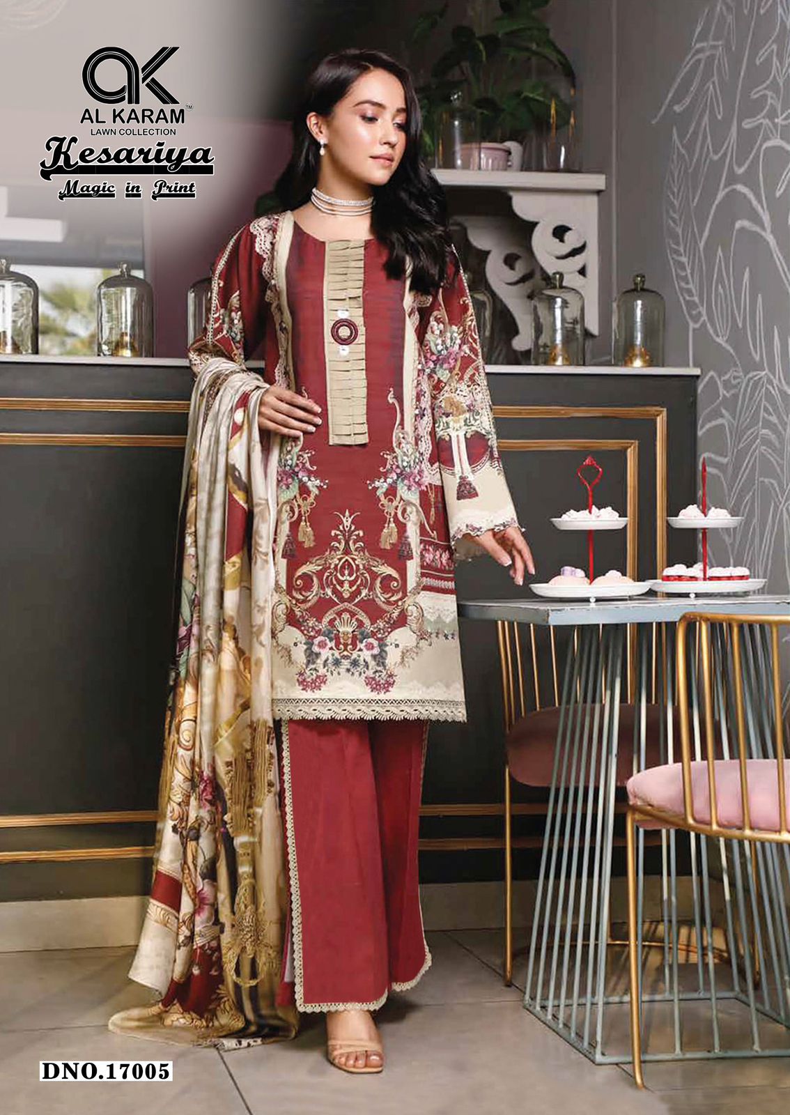 Kesariya Magic In Print Vol 17 Al Karam Cambric Karachi Salwar Suits Supplier Gujarat