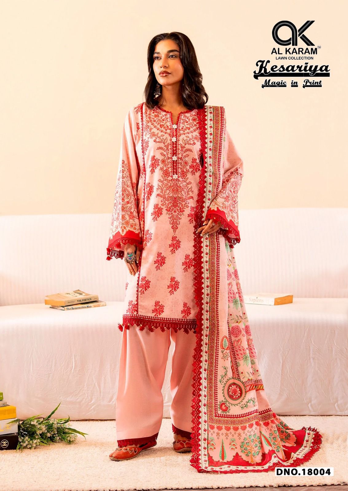 Kesariya Magic In Print Vol 18 Al Karam Cambric Karachi Salwar Suits Wholesaler