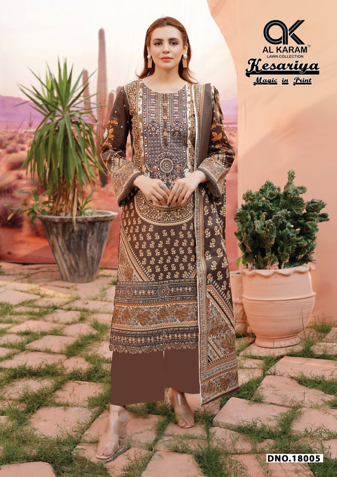 Kesariya Magic In Print Vol 18 Al Karam Cambric Karachi Salwar Suits Wholesaler