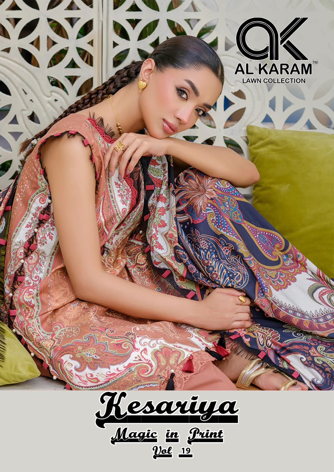 Kesariya Magic In Print Vol 19 Al Karam Cambric Cotton Karachi Salwar Suits Manufacturer Ahmedabad
