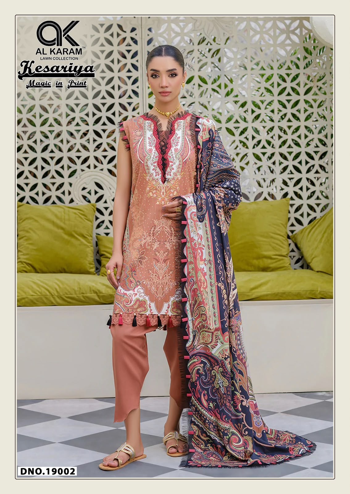 Kesariya Magic In Print Vol 19 Al Karam Cambric Cotton Karachi Salwar Suits Manufacturer Ahmedabad