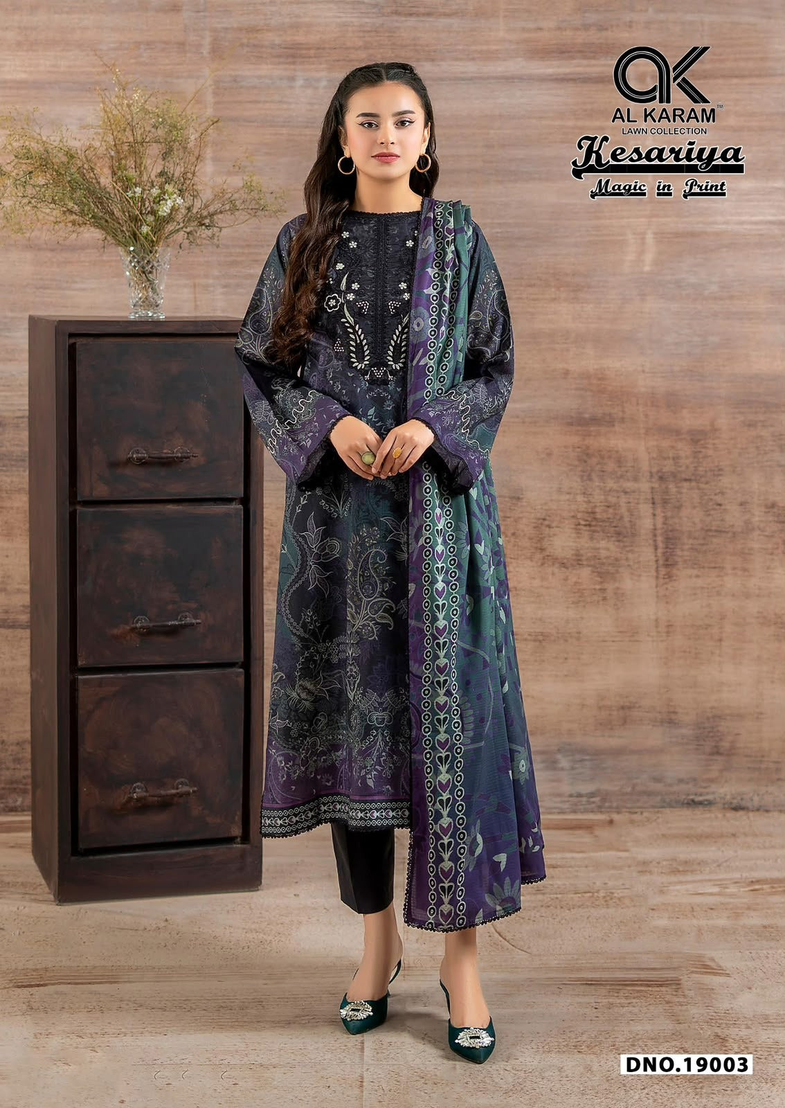 Kesariya Magic In Print Vol 19 Al Karam Cambric Cotton Karachi Salwar Suits Manufacturer Ahmedabad