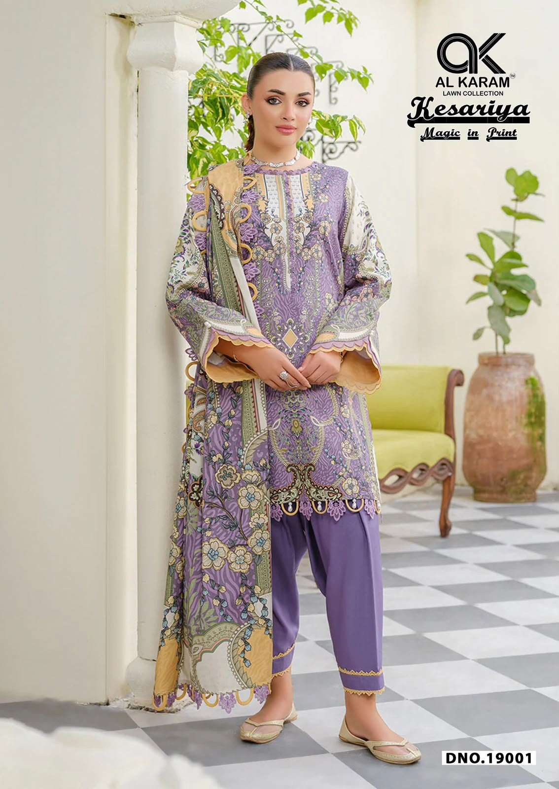 Kesariya Magic In Print Vol 19 Al Karam Cambric Cotton Karachi Salwar Suits Manufacturer Ahmedabad