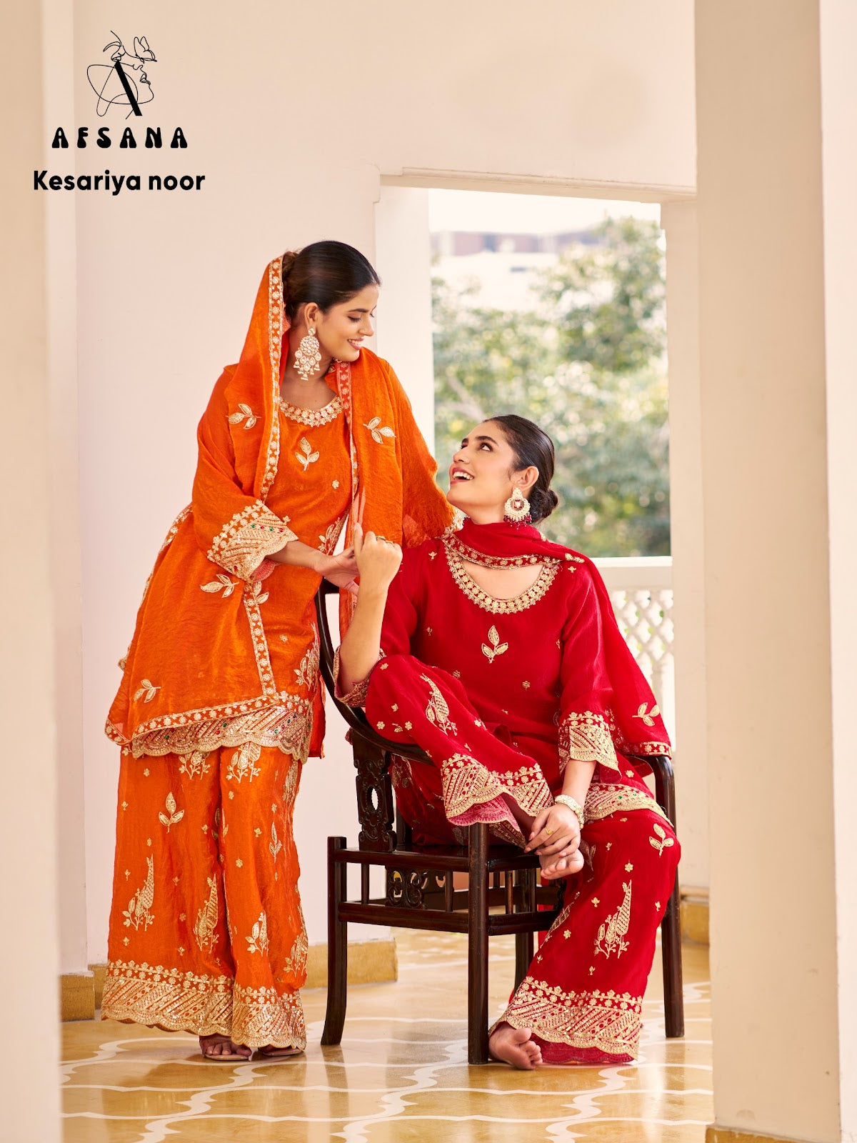 Kesariya Noor Afsana Crush Readymade Plazzo Style Suits Wholesale