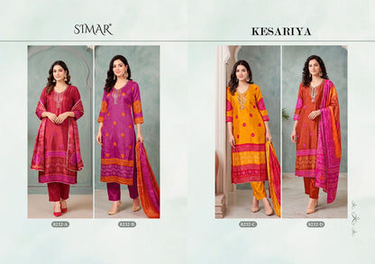 Kesariya Simar Viscose Pant Style Suits Wholesaler