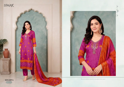 Kesariya Simar Viscose Pant Style Suits Wholesaler