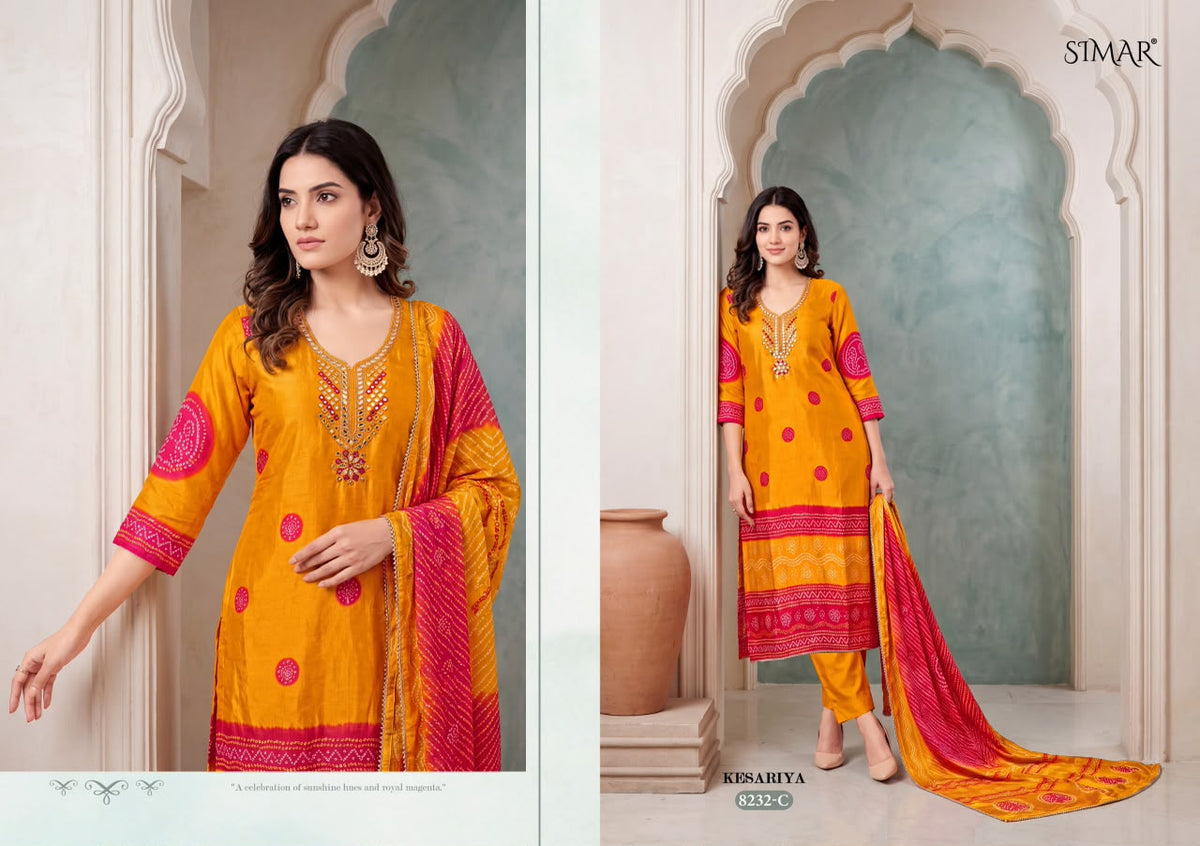 Kesariya Simar Viscose Pant Style Suits Wholesaler