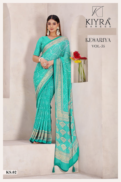 Kesariya Vol 35 Kiyra Moss Silk Sarees Wholesale
