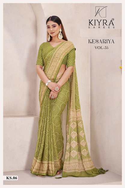 Kesariya Vol 35 Kiyra Moss Silk Sarees Wholesale