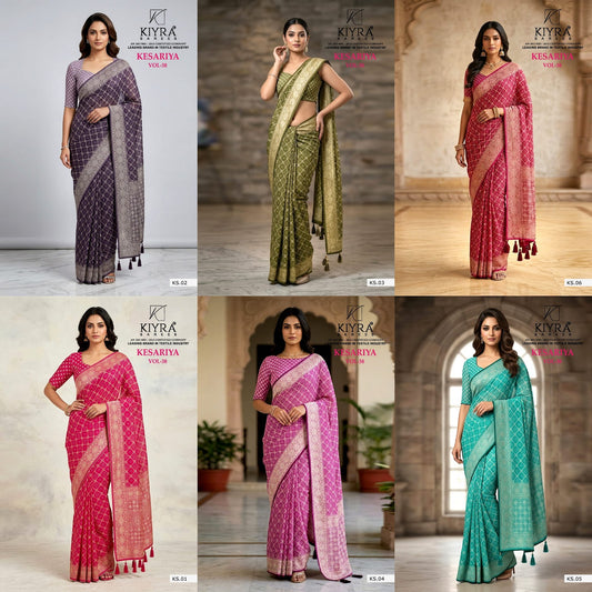 Kesariya Vol 38 Kiyra Dull Moss Sarees Wholesale Price