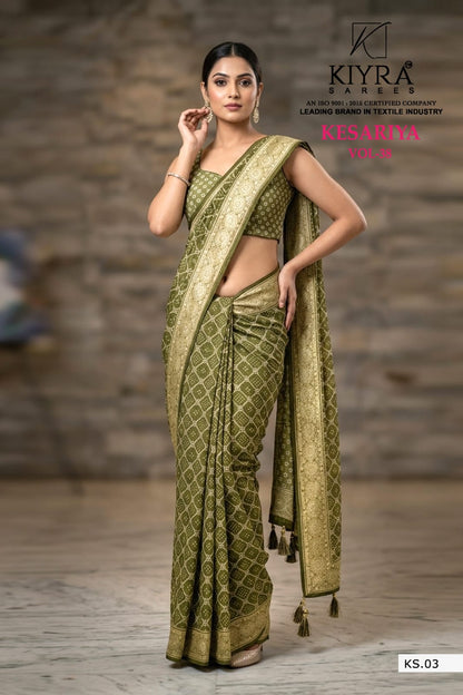 Kesariya Vol 38 Kiyra Dull Moss Sarees Wholesale Price