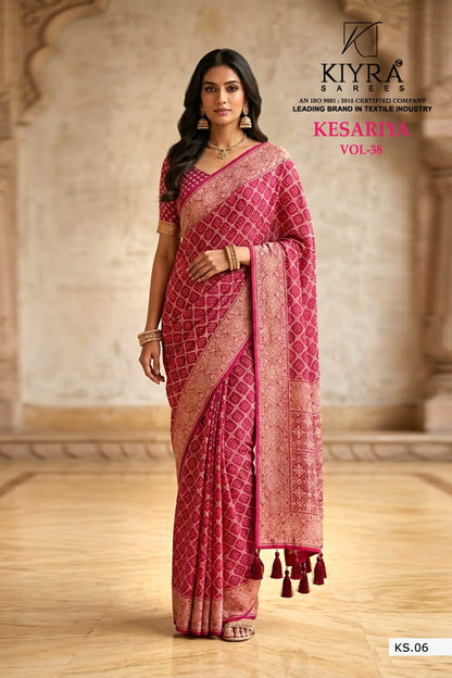 Kesariya Vol 38 Kiyra Dull Moss Sarees Wholesale Price