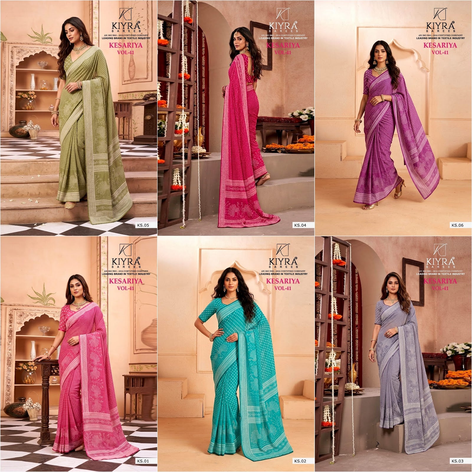 Kesariya Vol 41 Kiyra Dull Moss Sarees Exporter Ahmedabad