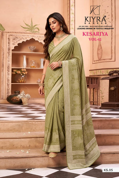Kesariya Vol 41 Kiyra Dull Moss Sarees Exporter Ahmedabad