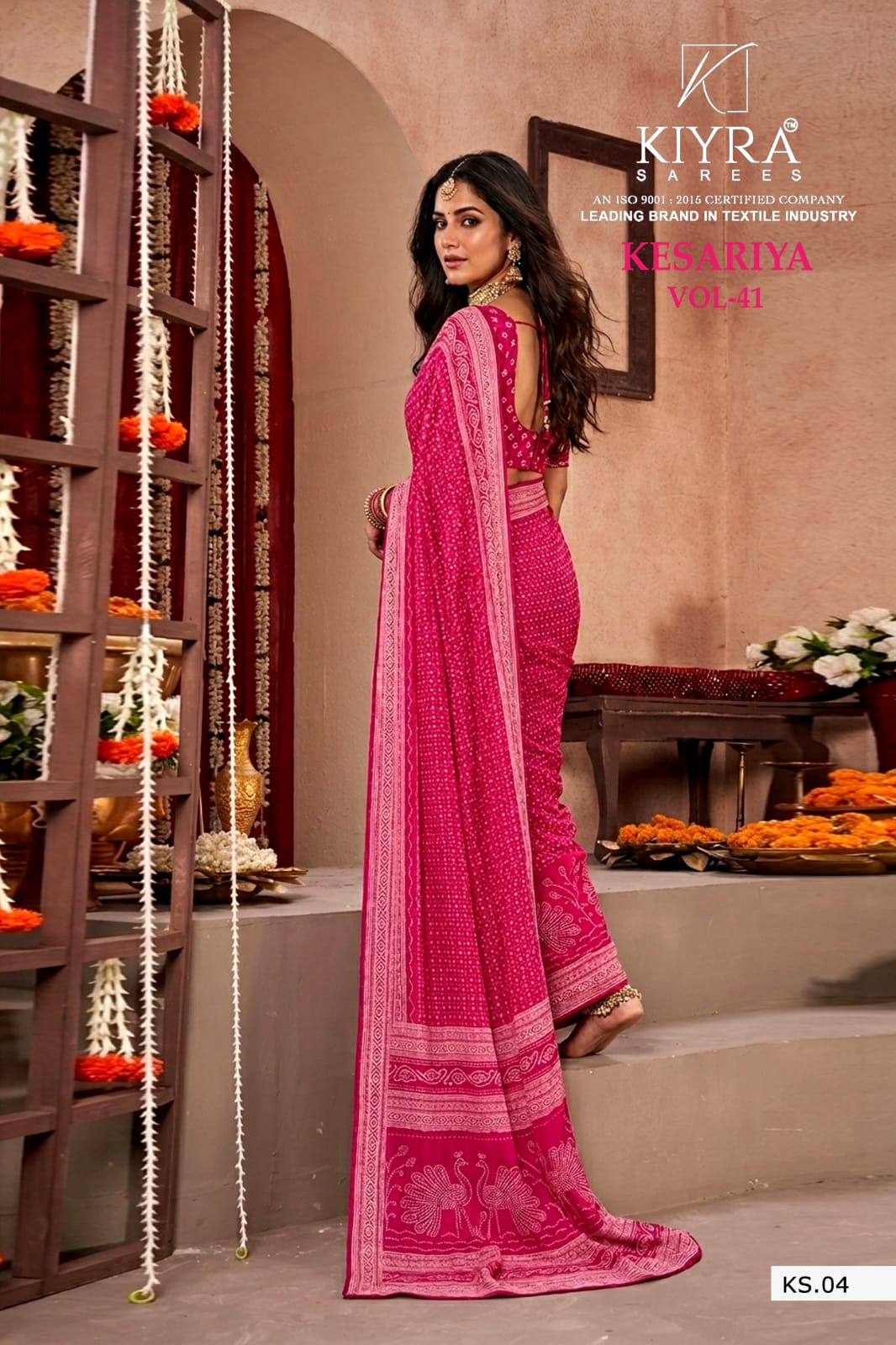 Kesariya Vol 41 Kiyra Dull Moss Sarees Exporter Ahmedabad