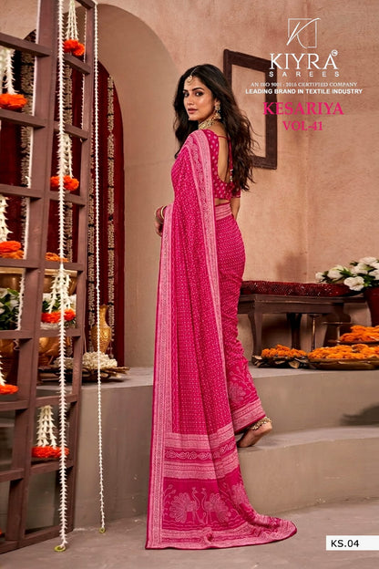 Kesariya Vol 41 Kiyra Dull Moss Sarees Exporter Ahmedabad