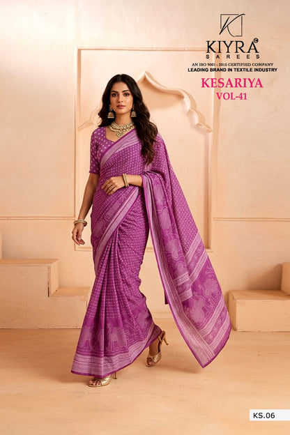 Kesariya Vol 41 Kiyra Dull Moss Sarees Exporter Ahmedabad