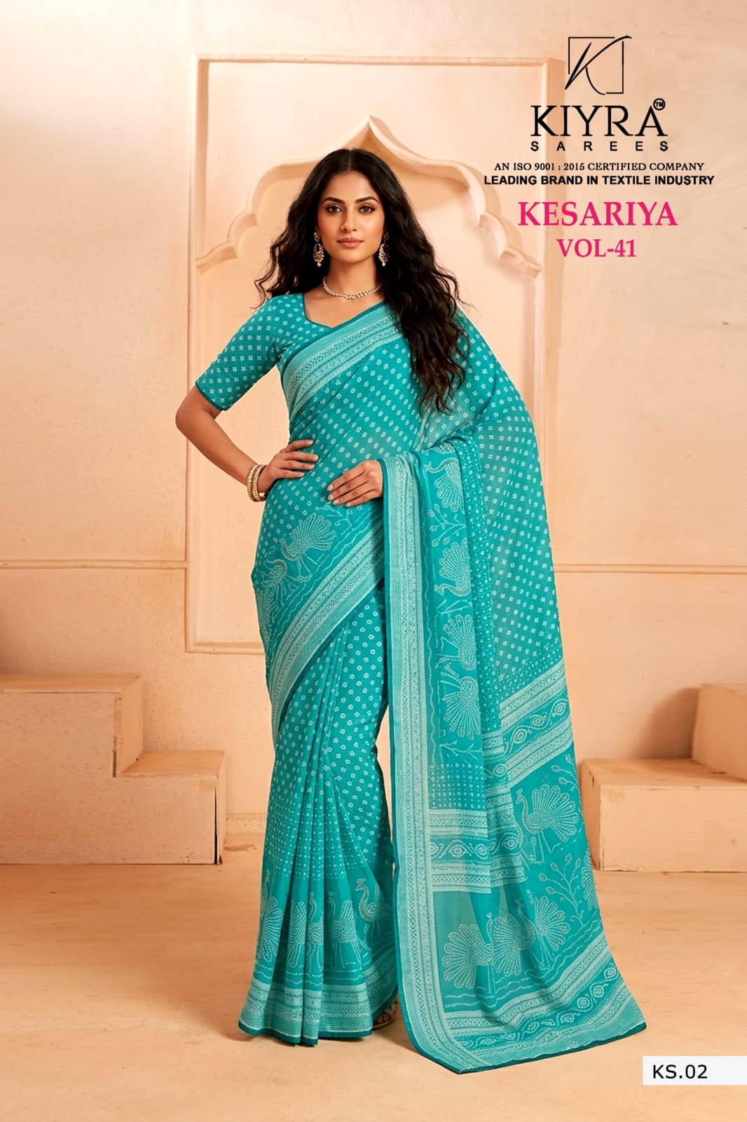 Kesariya Vol 41 Kiyra Dull Moss Sarees Exporter Ahmedabad