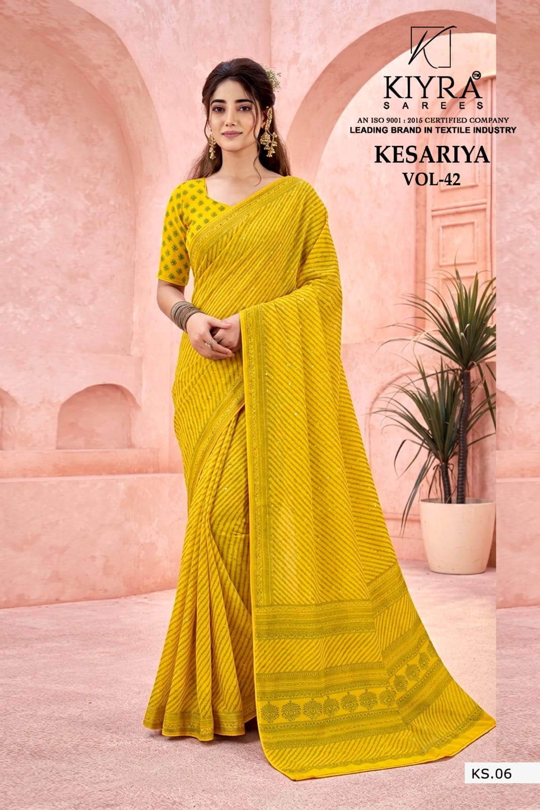Kesariya Vol 42 Kiyra Dull Moss Sarees Wholesaler Gujarat