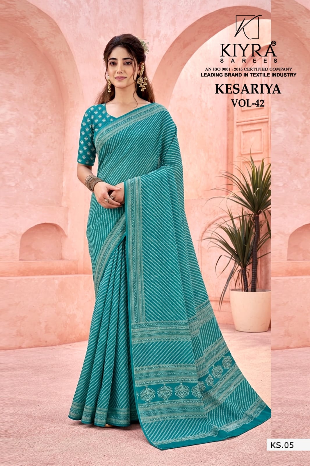 Kesariya Vol 42 Kiyra Dull Moss Sarees Wholesaler Gujarat