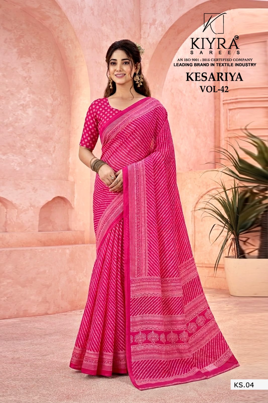 Kesariya Vol 42 Kiyra Dull Moss Sarees Wholesaler Gujarat