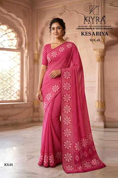 Kesariya Vol 43 Kiyra Dull Moss Sarees Manufacturer India