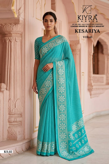 Kesariya Vol 43 Kiyra Dull Moss Sarees Manufacturer India