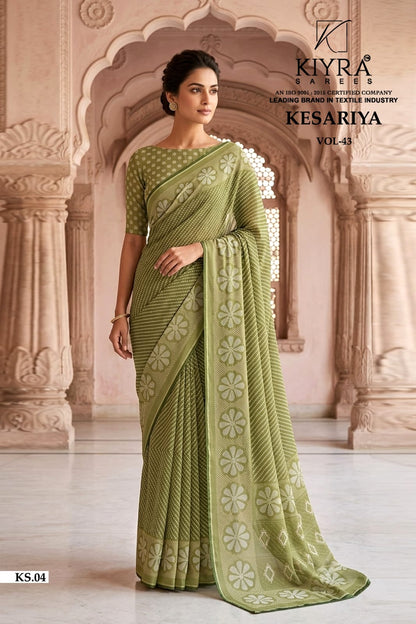 Kesariya Vol 43 Kiyra Dull Moss Sarees Manufacturer India