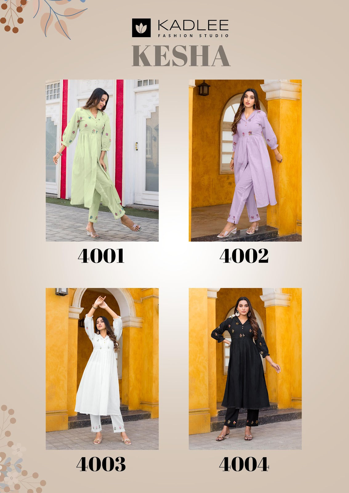 Kesha Kadlee Cotton Kurti Pant Set Wholesale