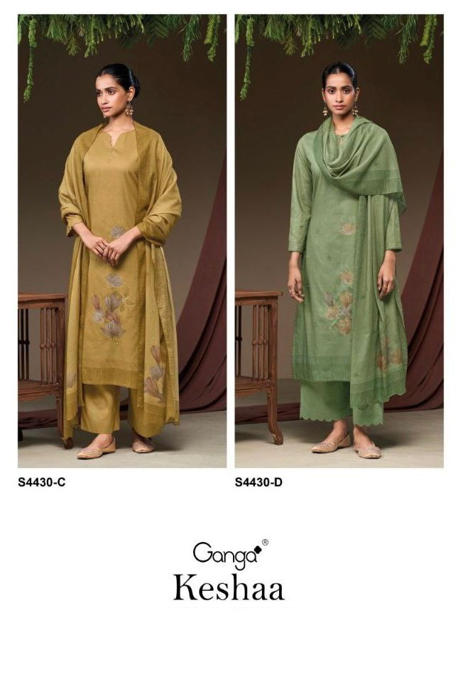 Keshaa 4430 Ganga Premium Cotton Plazzo Style Suits Exporter Ahmedabad