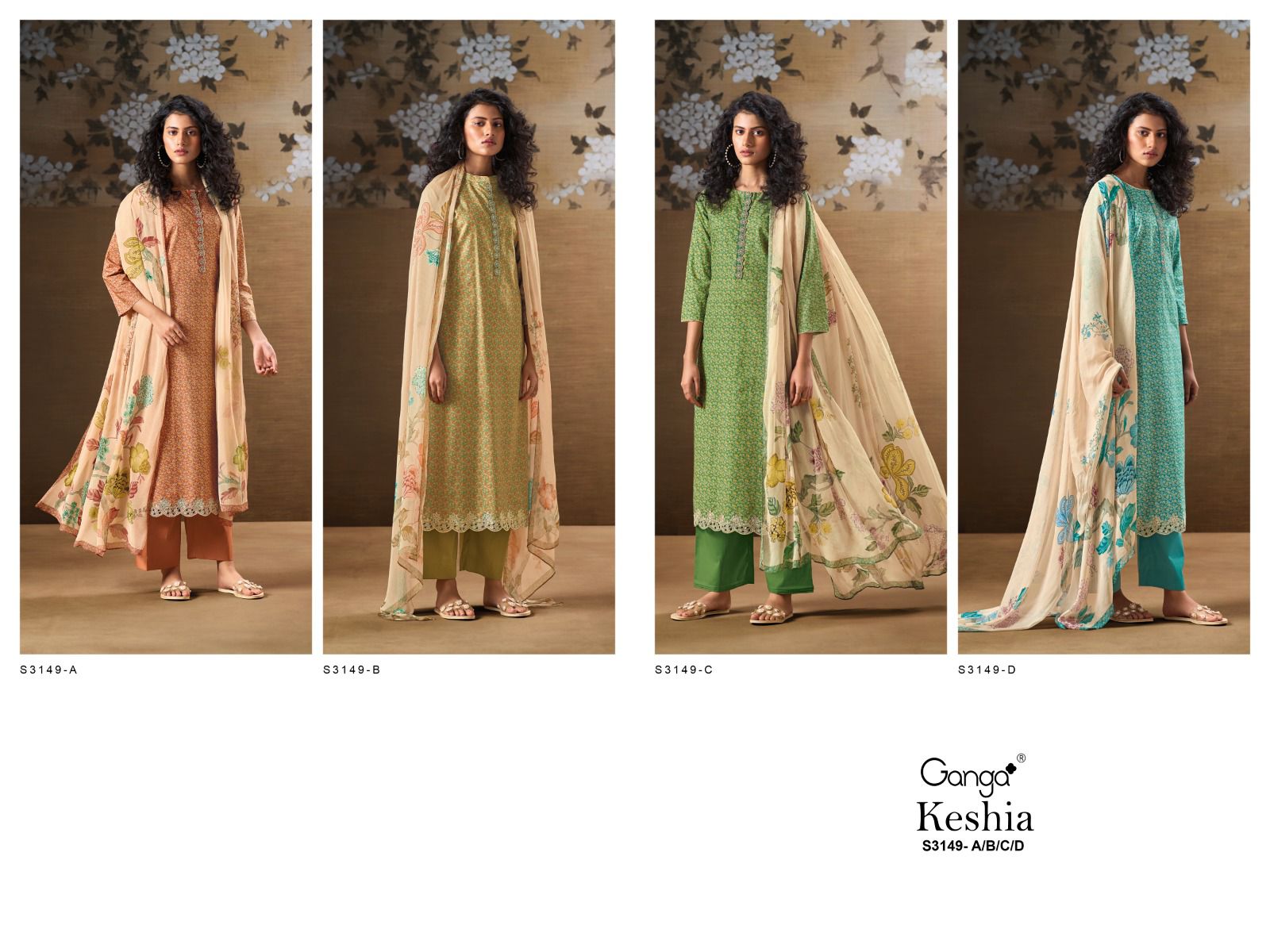 Keshia S3149 Ganga Cotton Plazzo Style Suits Wholesaler India