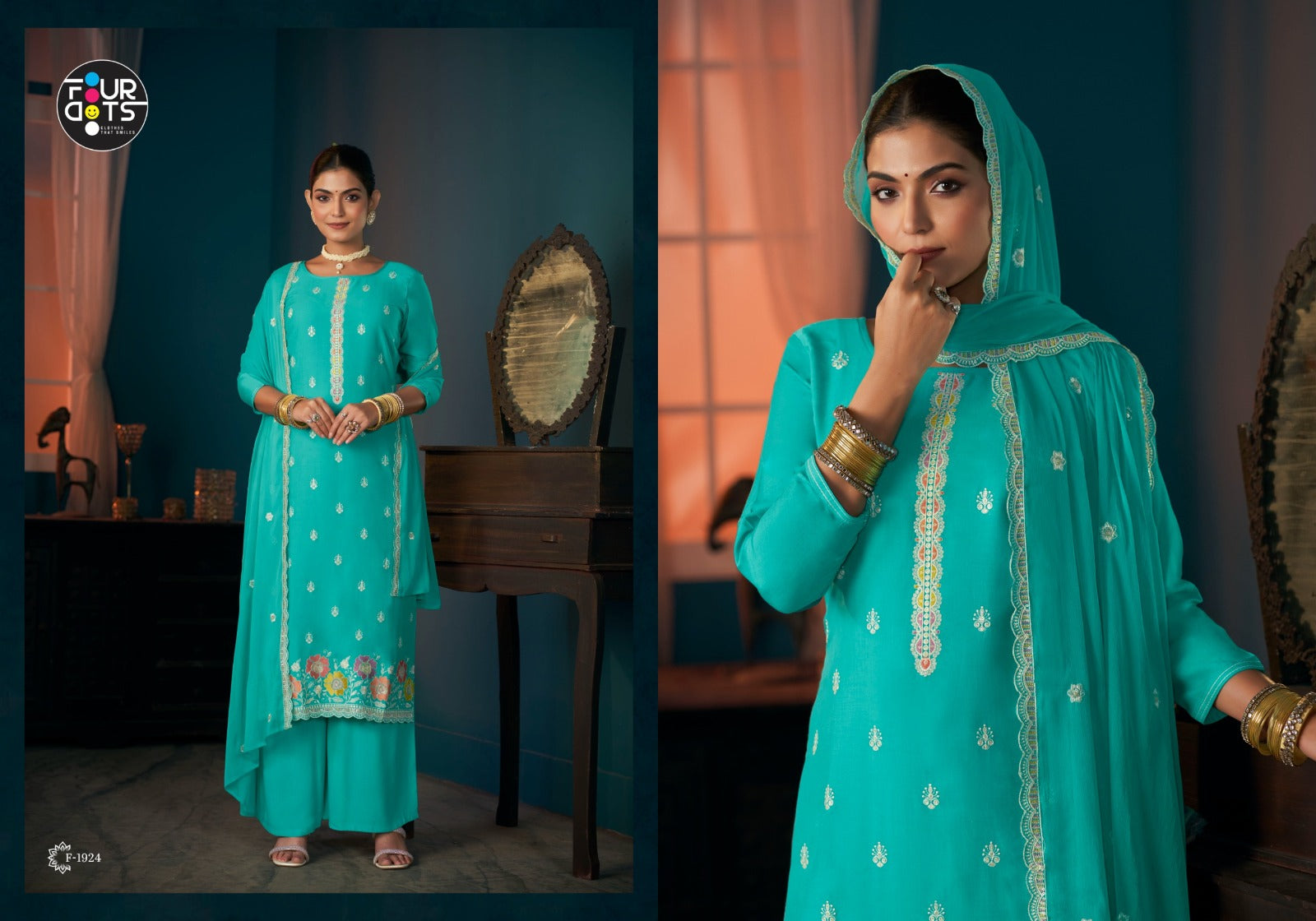 Keshvi Four Dots Viscose Muslin Pant Style Suits Supplier Ahmedabad
