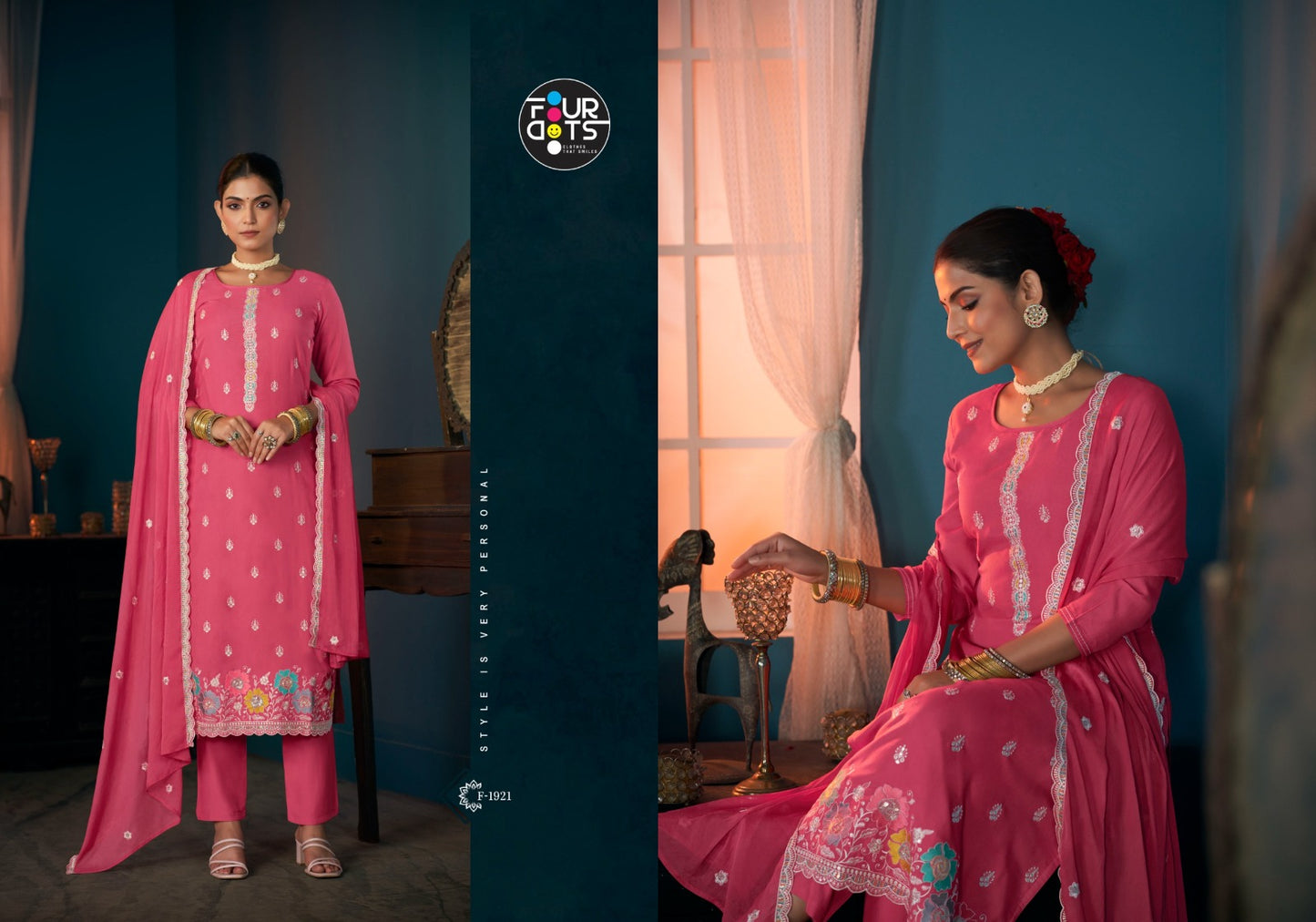 Keshvi Four Dots Viscose Muslin Pant Style Suits Supplier Ahmedabad