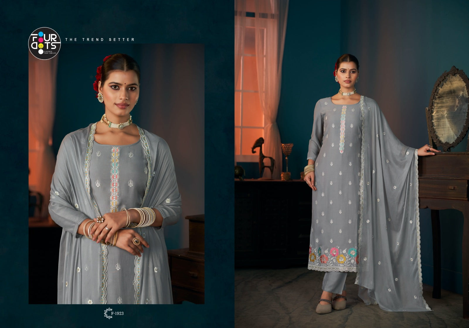 Keshvi Four Dots Viscose Muslin Pant Style Suits Supplier Ahmedabad