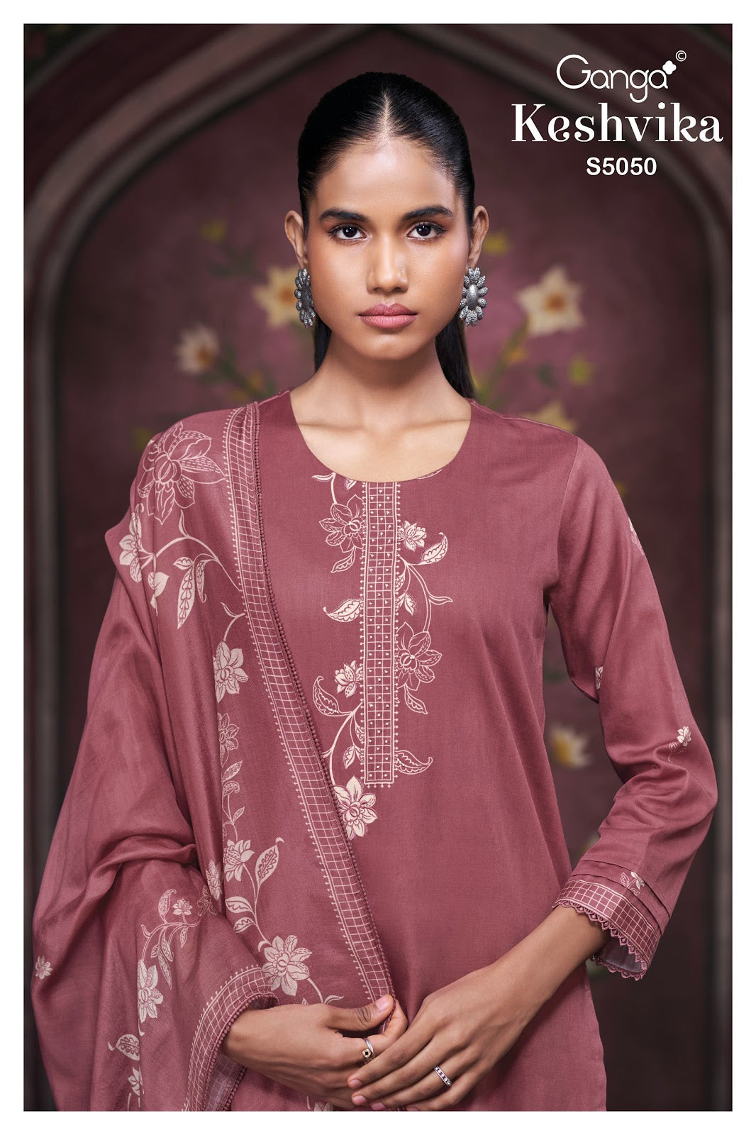 Keshvika S5050 Ganga Cotton Satin Pant Style Suits Wholesaler India
