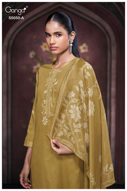 Keshvika S5050 Ganga Cotton Satin Pant Style Suits Wholesaler India