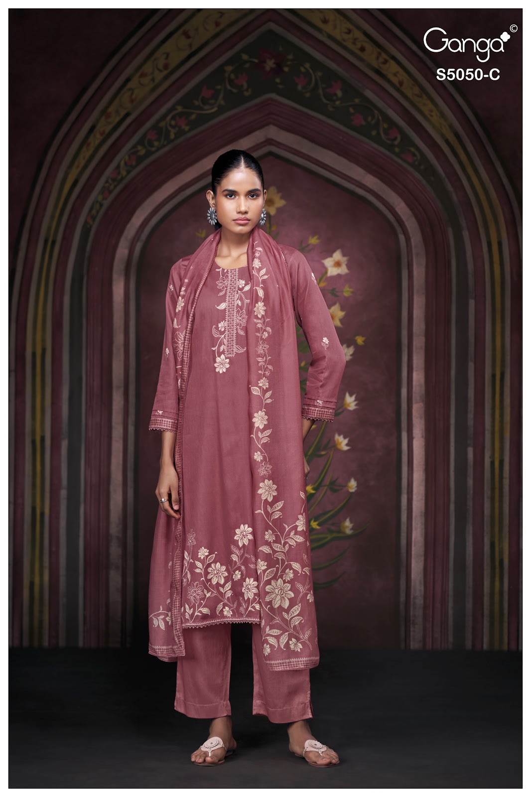 Keshvika S5050 Ganga Cotton Satin Pant Style Suits Wholesaler India