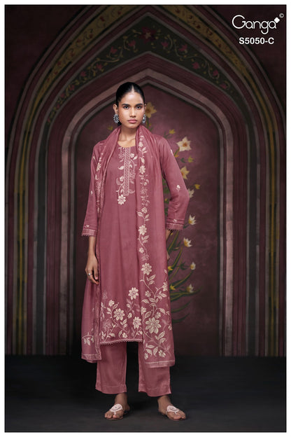 Keshvika S5050 Ganga Cotton Satin Pant Style Suits Wholesaler India