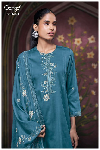 Keshvika S5050 Ganga Cotton Satin Pant Style Suits Wholesaler India