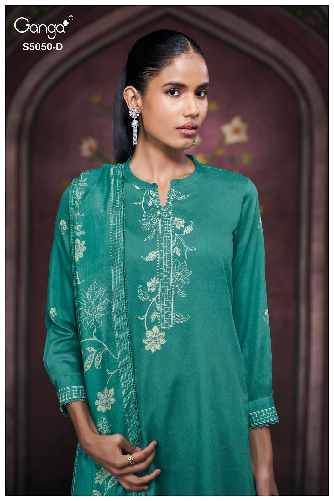Keshvika S5050 Ganga Cotton Satin Pant Style Suits Wholesaler India