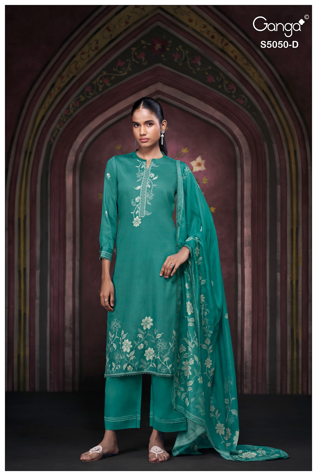 Keshvika S5050 Ganga Cotton Satin Pant Style Suits Wholesaler India