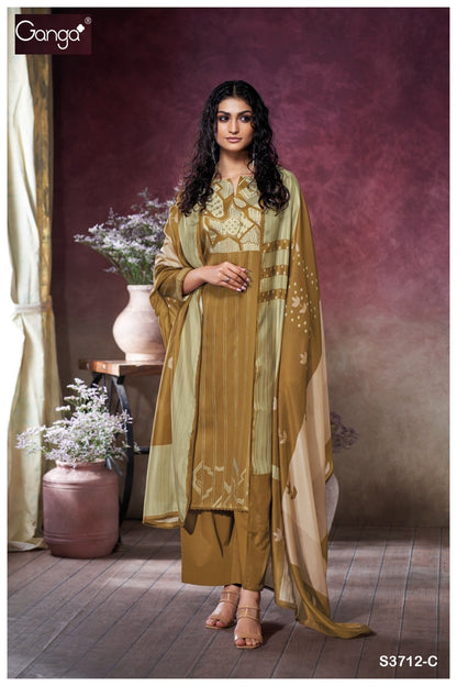 Kessira 3712 Ganga Premium Cotton Plazzo Style Suits Wholesale Rate