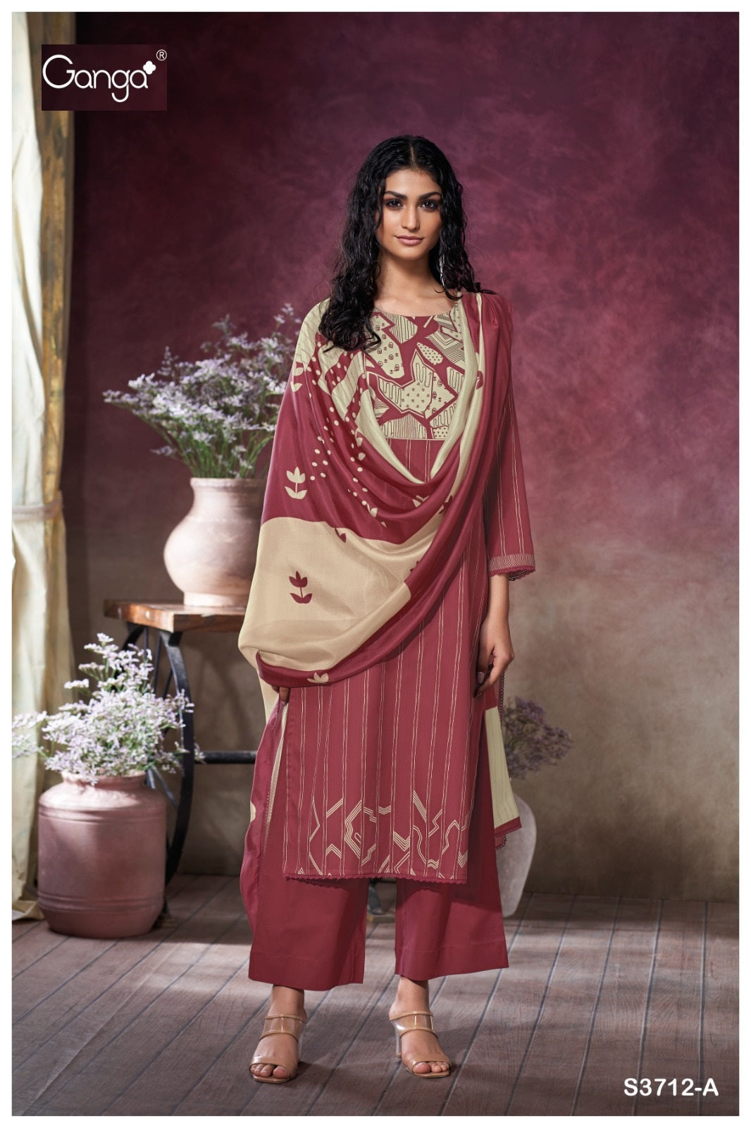 Kessira 3712 Ganga Premium Cotton Plazzo Style Suits Wholesale Rate