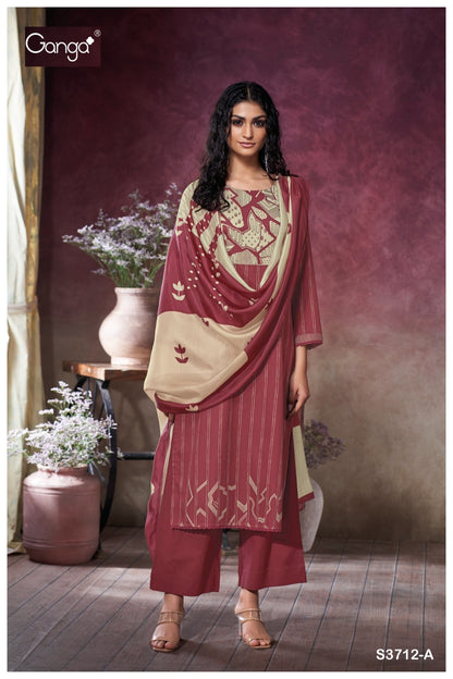 Kessira 3712 Ganga Premium Cotton Plazzo Style Suits Wholesale Rate