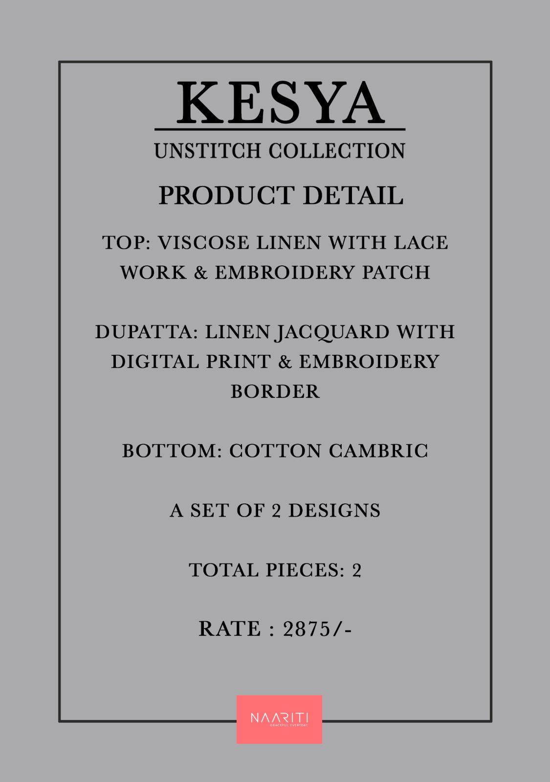 Kesya Naariti Viscose Pant Style Suits Exporter Ahmedabad