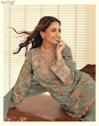 Ketki Sayuri Shimmer Silk Pakistani Readymade Suits Manufacturer Gujarat