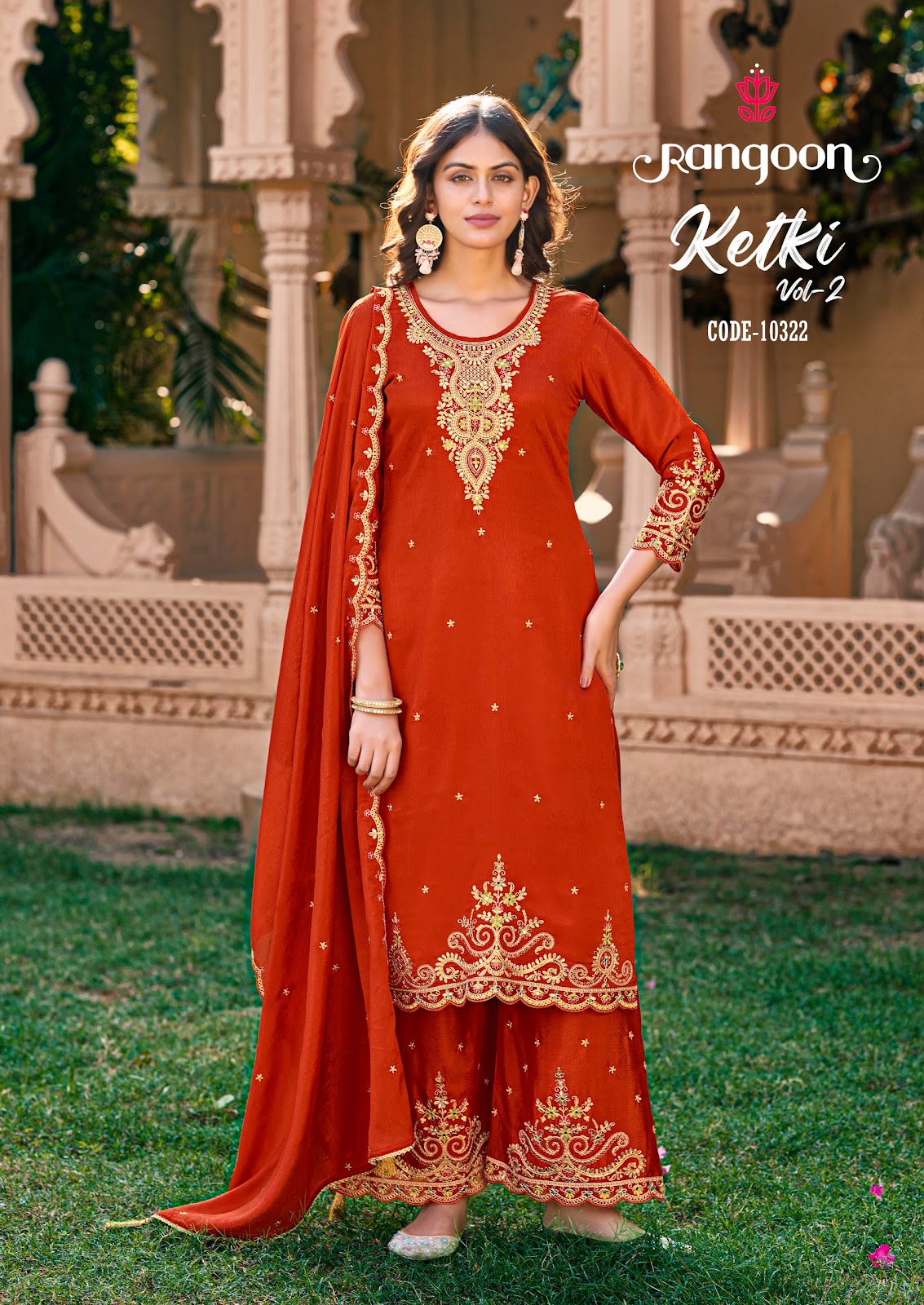 Ketki Vol 2 Rangoon Chinnon Readymade Plazzo Style Suits Supplier