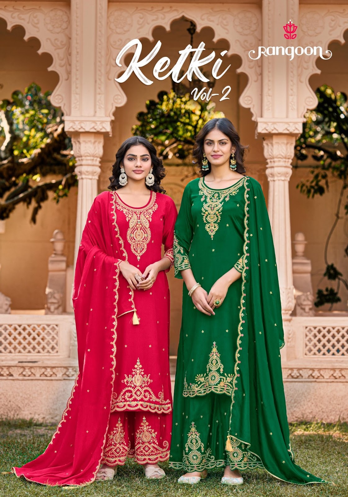 Ketki Vol 2 Rangoon Chinnon Readymade Plazzo Style Suits Supplier